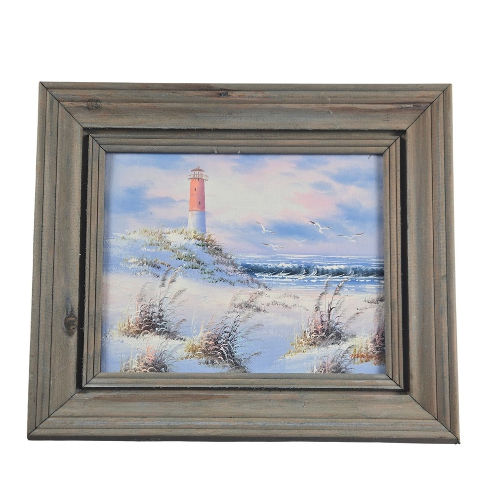 Ocean City Maryland Lighthouse Painting Signed Coastal Art Ocean Gallery Framed